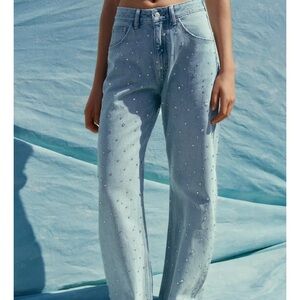 Light Blue Embellished ZARA Women Jeans